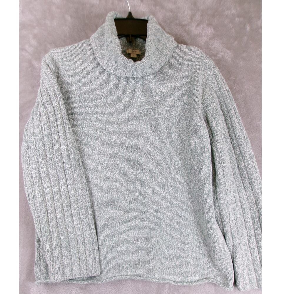 J. Jill Chenille Turtleneck Sweater Light Blue Long Sleeve Size L